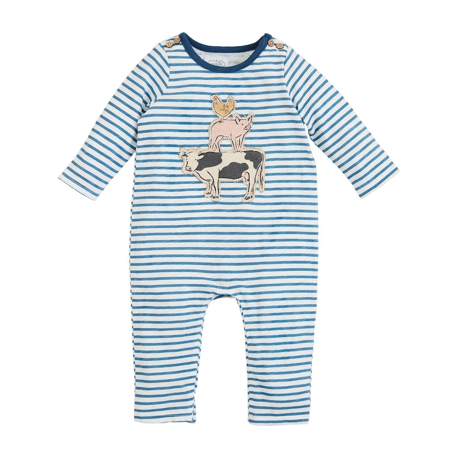 Hot Deal! Mud Pie Farm Friends Cotton Slub One-Piece Romper