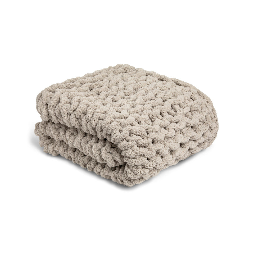 Demdaco Taupe Chunky Knit Comfort Throw Blanket