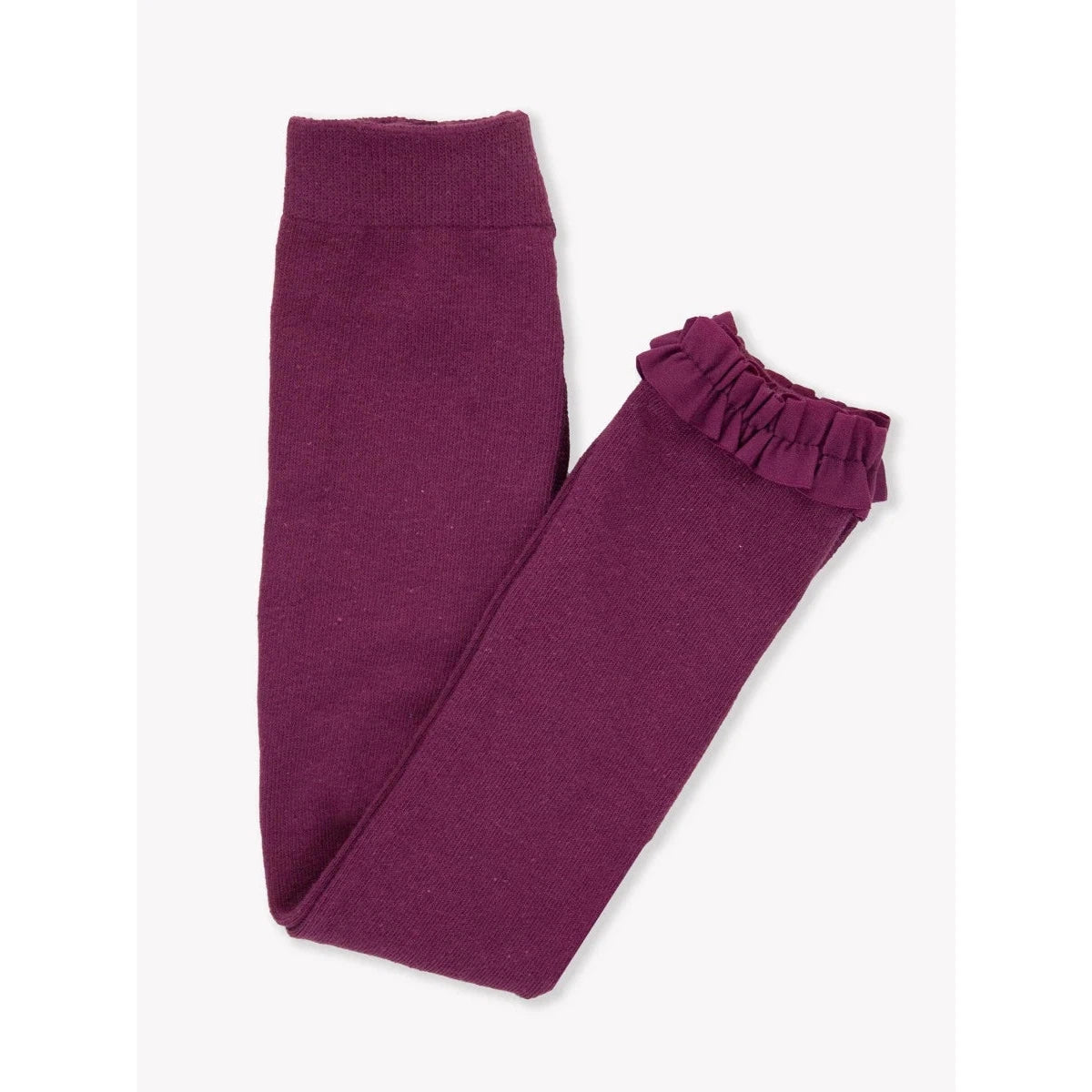 RuffleButts Eggplant-colored Stretchable Footless Ruffle Tights for Little Girls