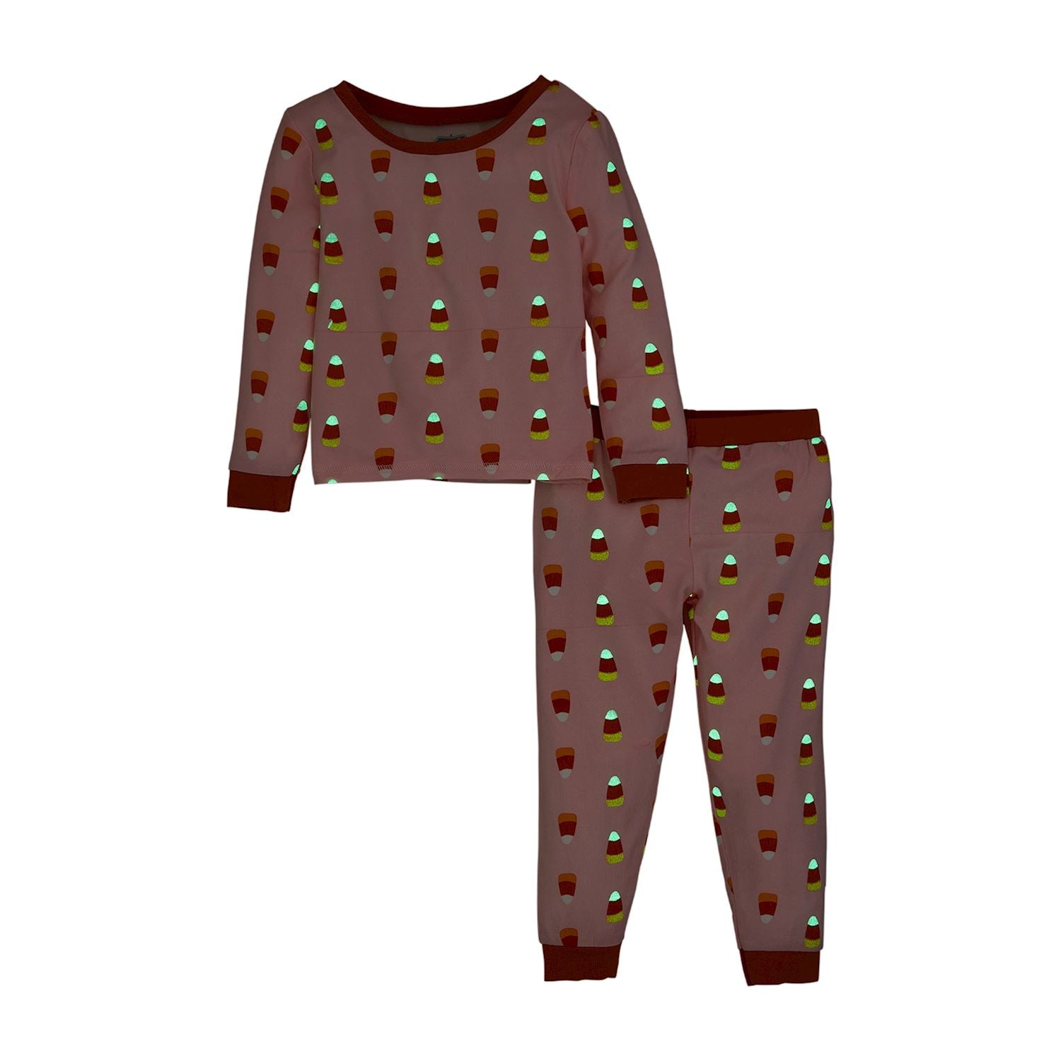 Hot Deal! Mud Pie Pink Glow-in-the-Dark Candy Corn Bamboo Knit Pajama Set