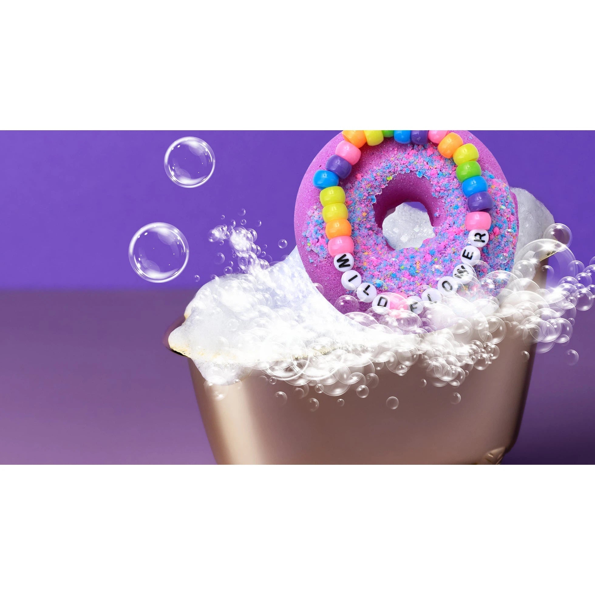 Handmade Shea Butter and Epsom Salt Donut Bath Bomb with Trendy Beaded Word Bracelet