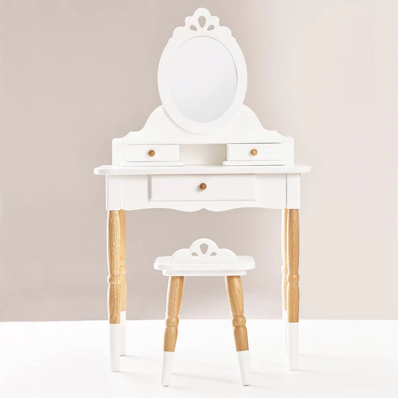 Le Toy Van White/Natural Vanity Table & Stool Set - Ideal Gift for Kids
