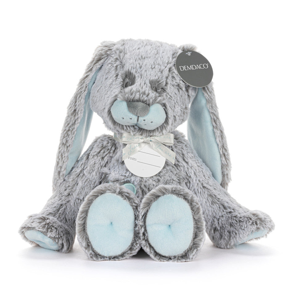 Demdaco Soft and Adorable Blue Baby Bunny Plush Toy