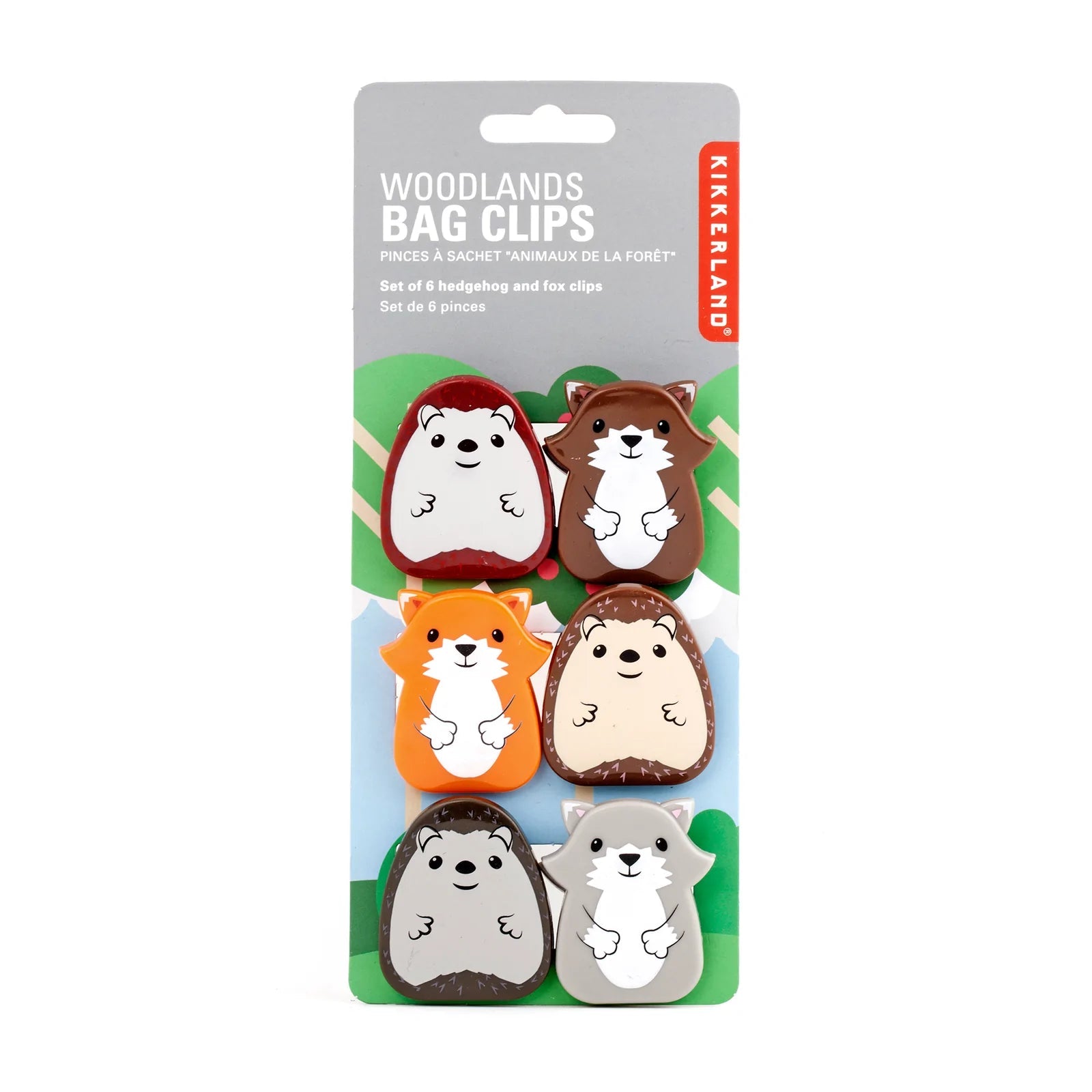 Kikkerland Design Set of 6 Woodland - Themed Bag Clips