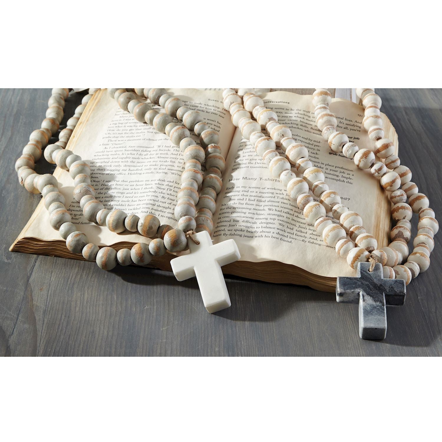 Hot Sale! Gray Marble Cross Decorative Blessing Beads for Coffee Table Accent