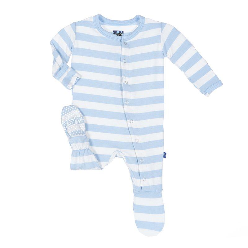 Preemie Kickee Pants Pond Stripe Print Footie with Snaps and Soft Features
