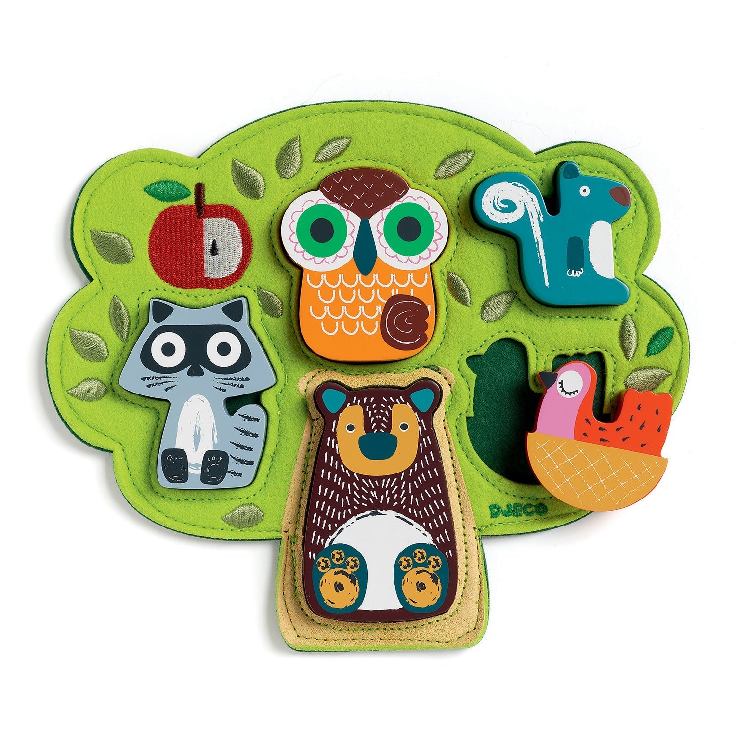 DJECO Oski 5-Piece Wood & Felt Puzzle - Ideal for Kids