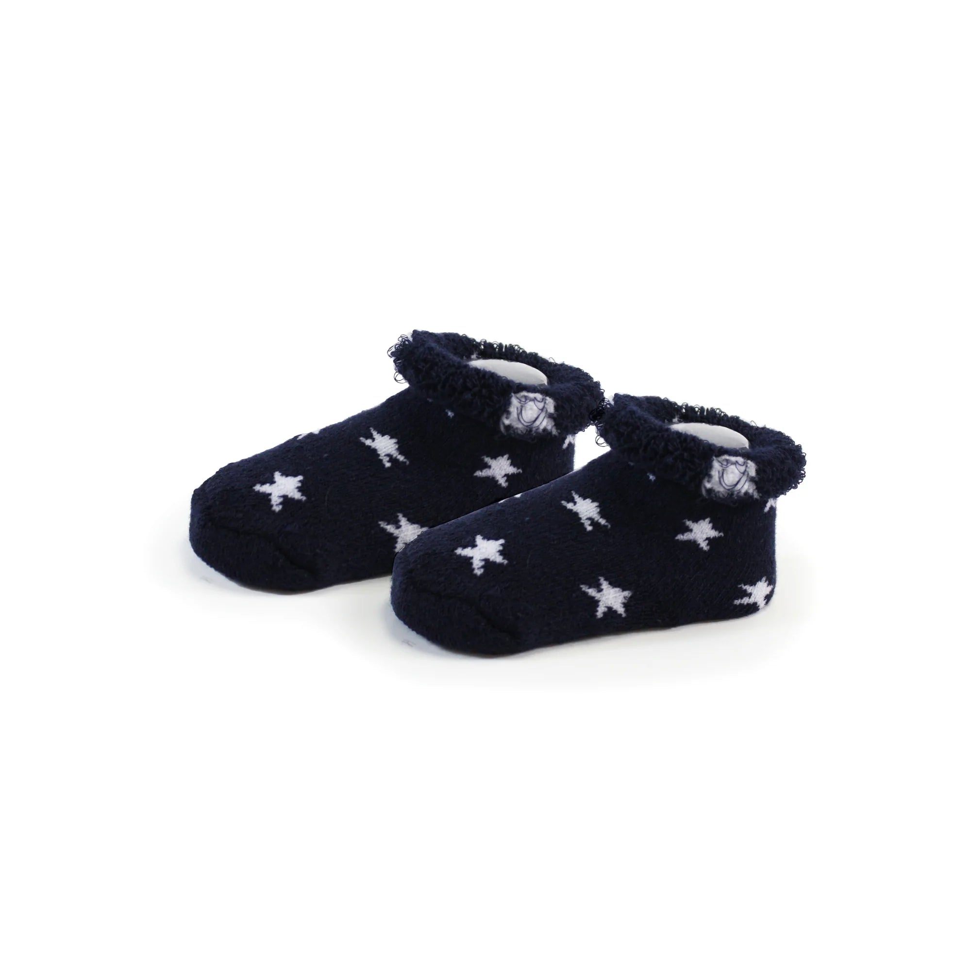 Hot Deal! Kushies Infant Sock 2-Pack in Navy Solid and Star Patterns