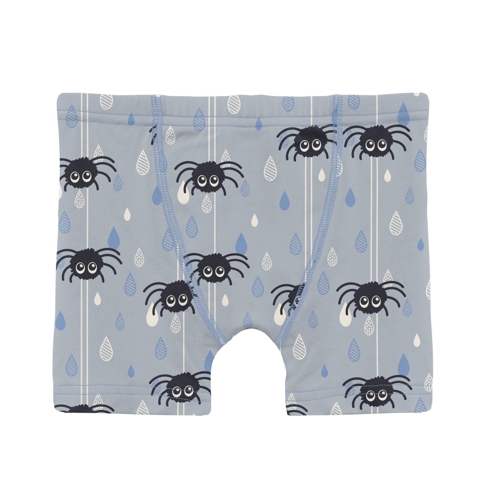 Pearl Blue Itsy Bitsy Spider Print Super Soft Boy's Boxer Briefs