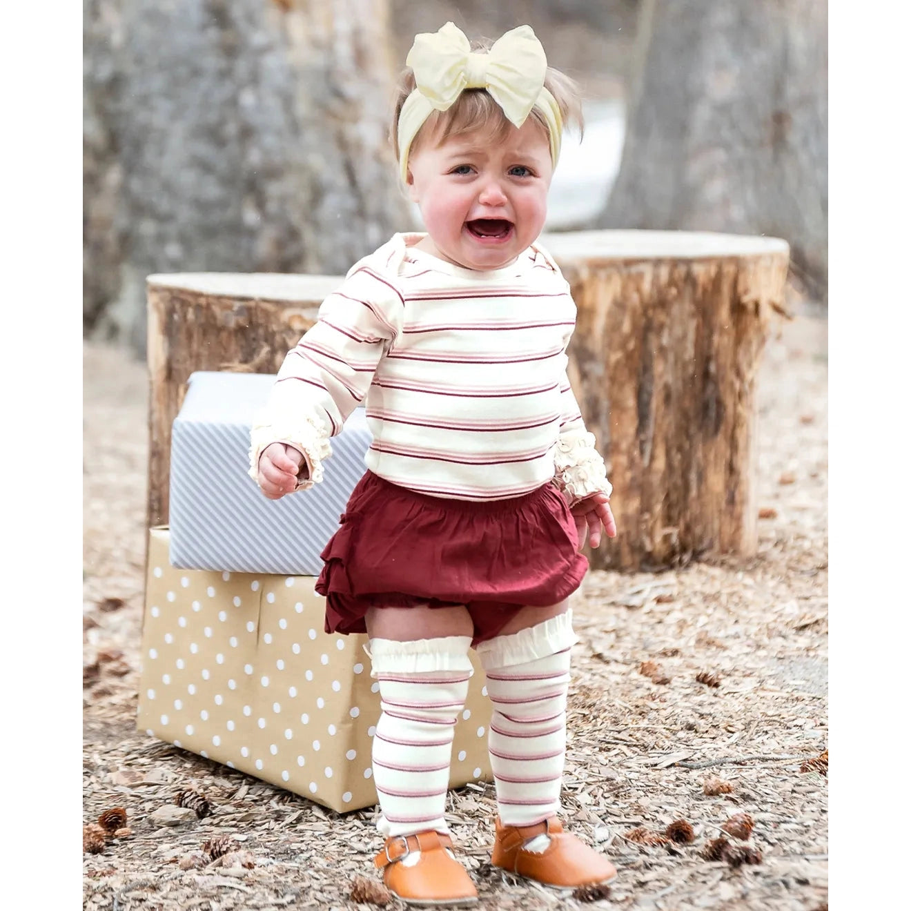 Hot Deal! RuffleButts Luxurious Woven Rosewood Wave Ruffle Baby Bloomers