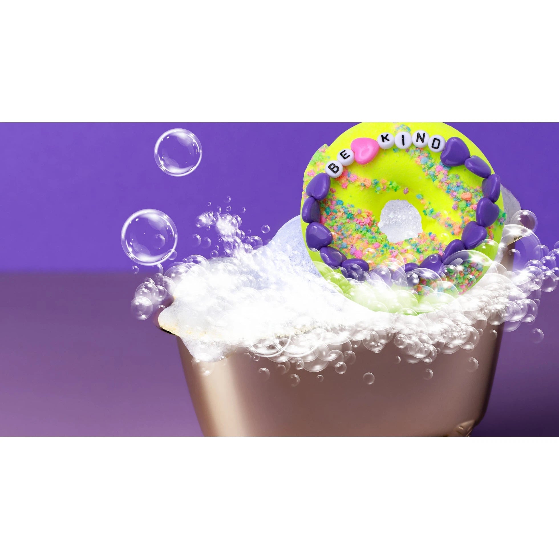 Handmade Shea Butter and Epsom Salt Donut Bath Bomb with Trendy Beaded Word Bracelet