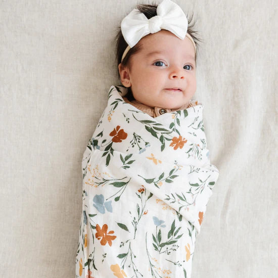 Saranoni Bamboo Rayon Muslin Fleurs Swaddle - Soft & Breathable