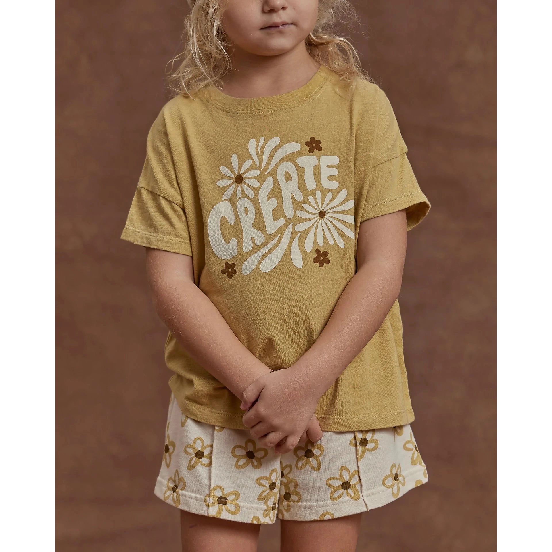 Rylee & Cru Ivory Daisy Print French Terry Sweat Shorts - Perfect for Sleep or Lounge