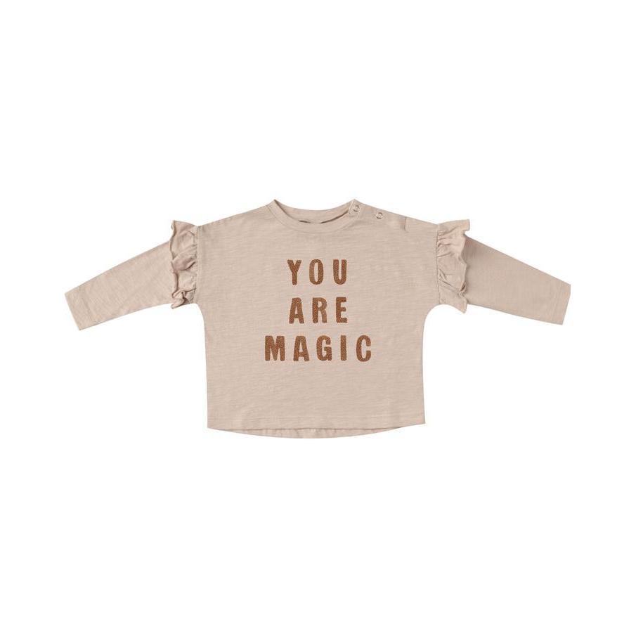 Rylee & Cru Oat 'You Are Magic' Ruffle Longsleeve Tee - Ideal for Baby Girls