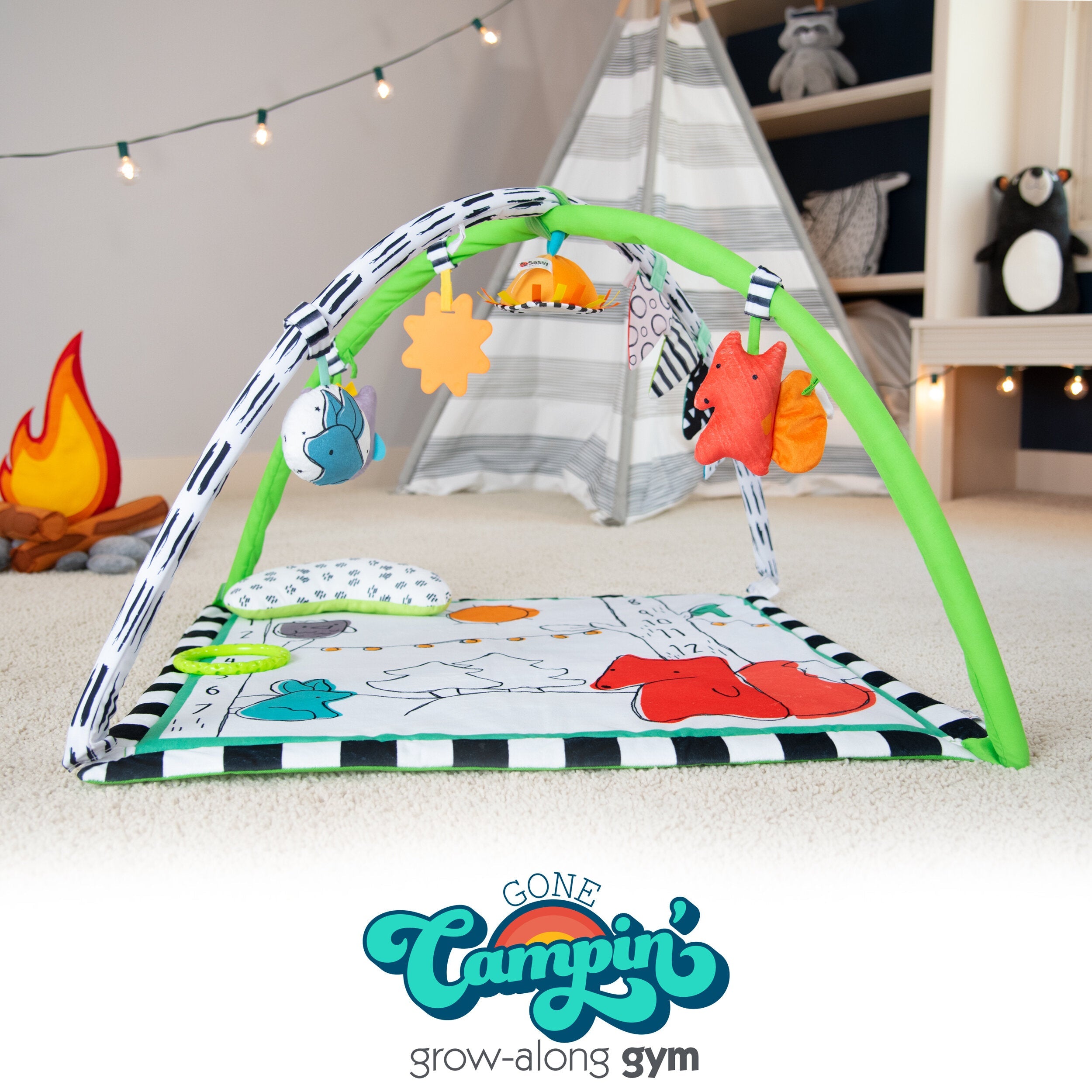 Adorable Sassy Baby's Camping-Themed Play Gym for 0+ Months