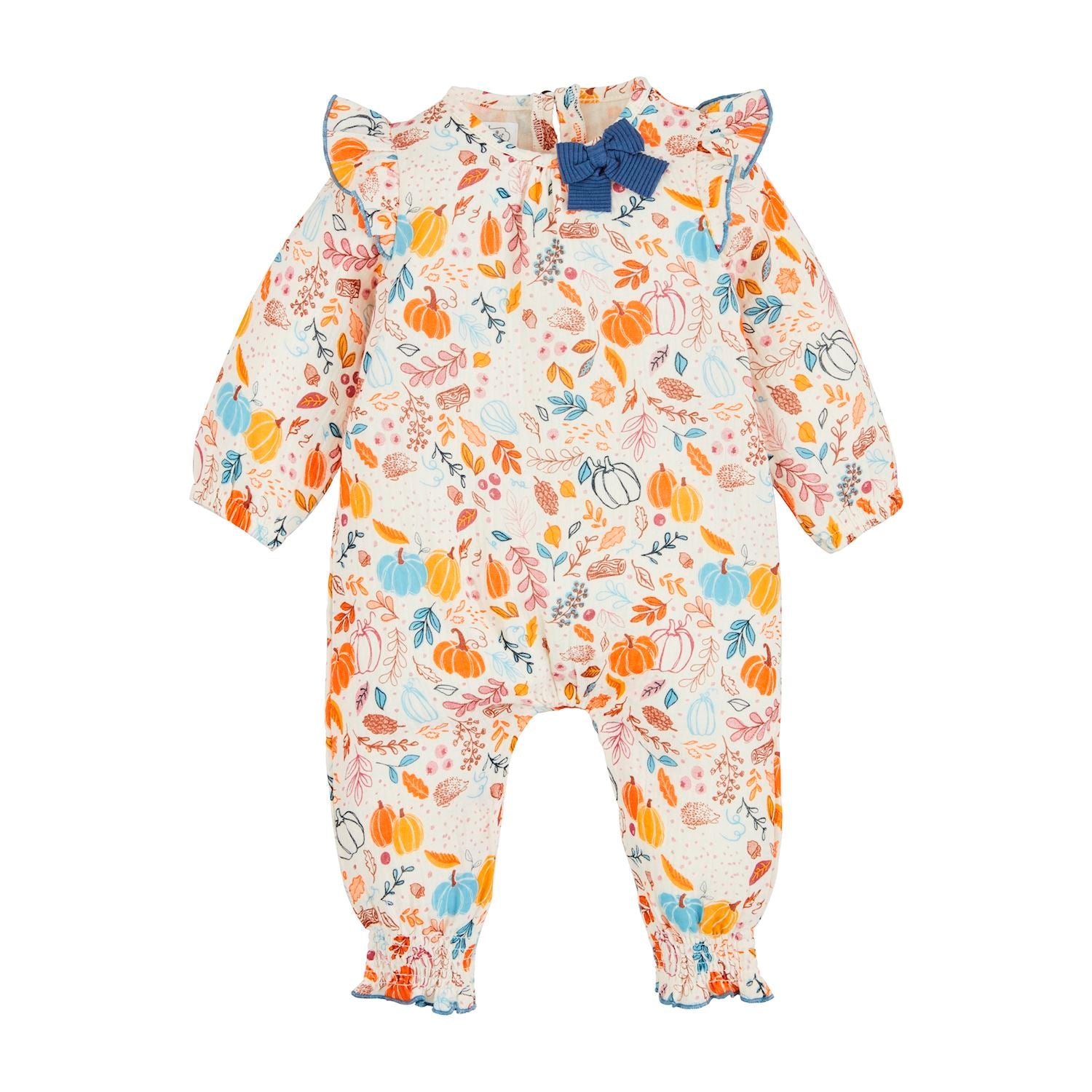 Hot! Mud Pie Pumpkin Floral Cotton One - Piece