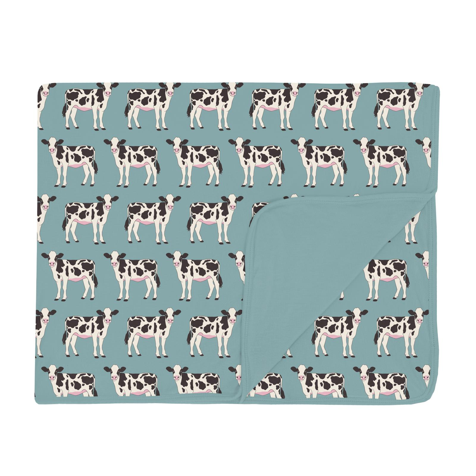 Kickee Toddler Blanket in Jade Cow Print - Soft & Lightweight
