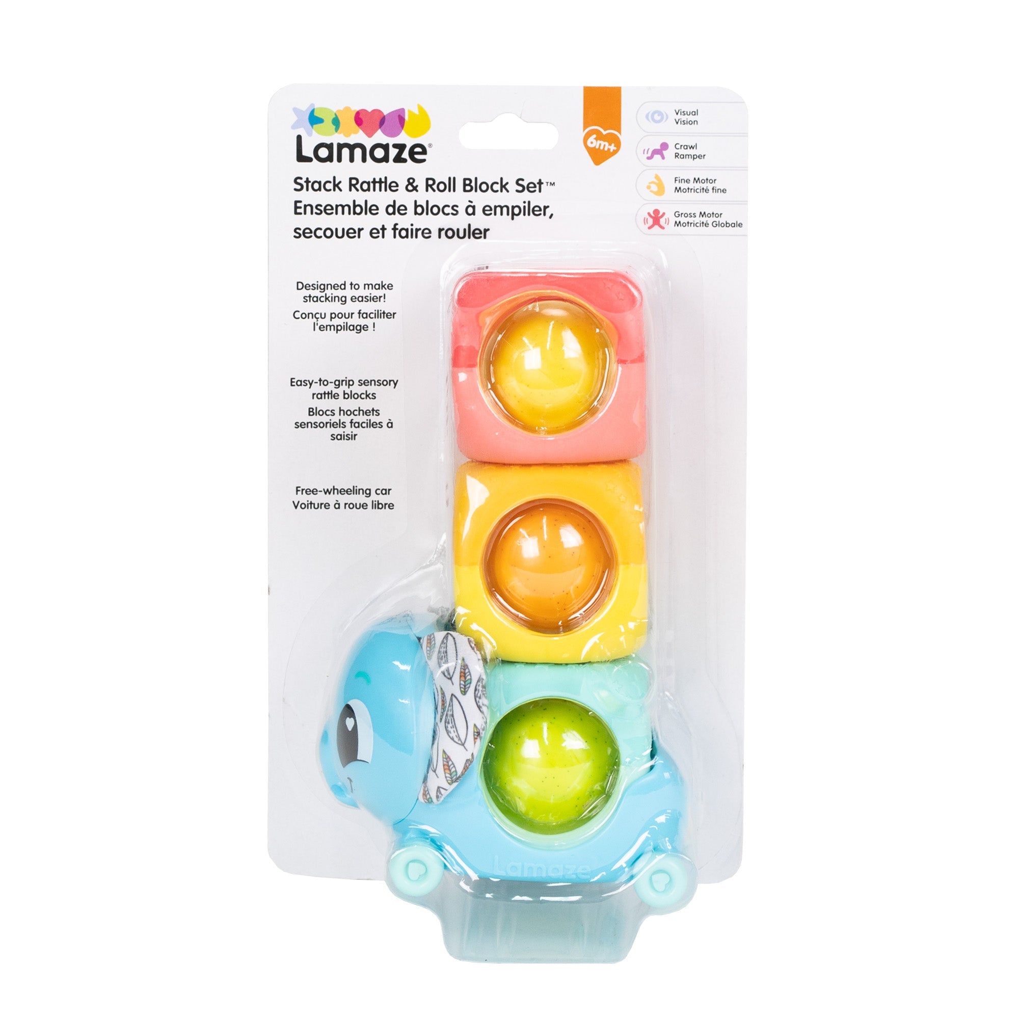 Lamaze Baby-Friendly Stackable Rattle & Roll Cubes with Elephant Roller