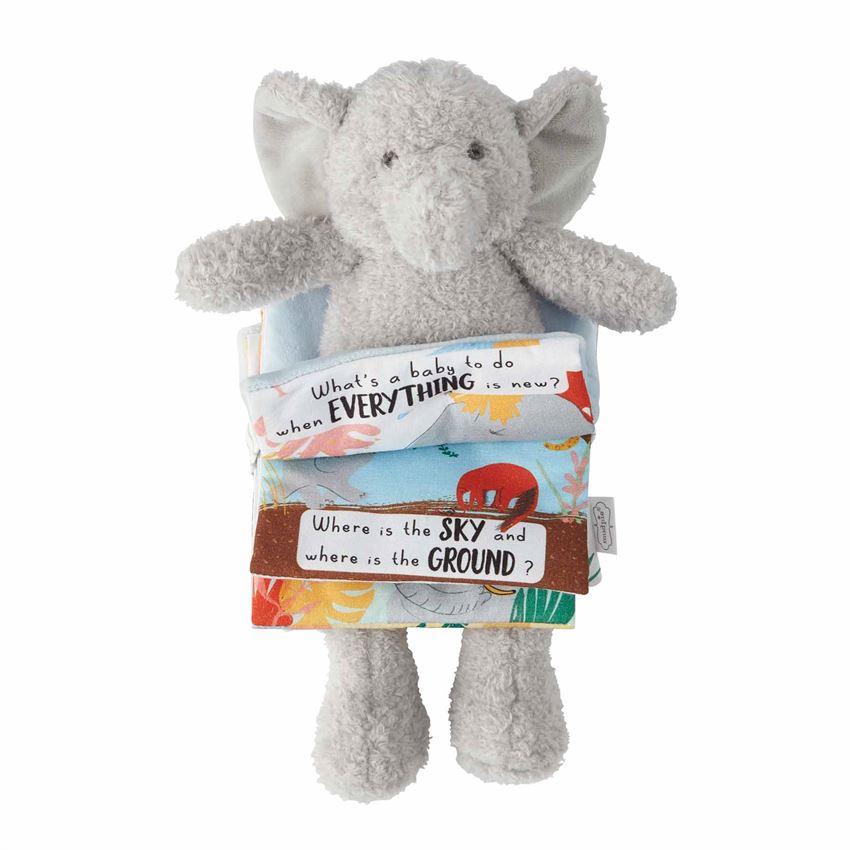 Blue Elephant Plush Reading Pal by Mud Pie - Great for Kids