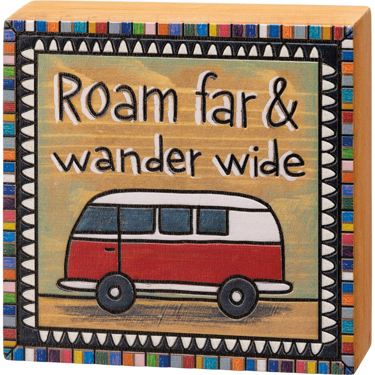 Hot Deal! Primitives By Kathy Wooden Box Sign with 'Roam Far & Wander Wide' Design