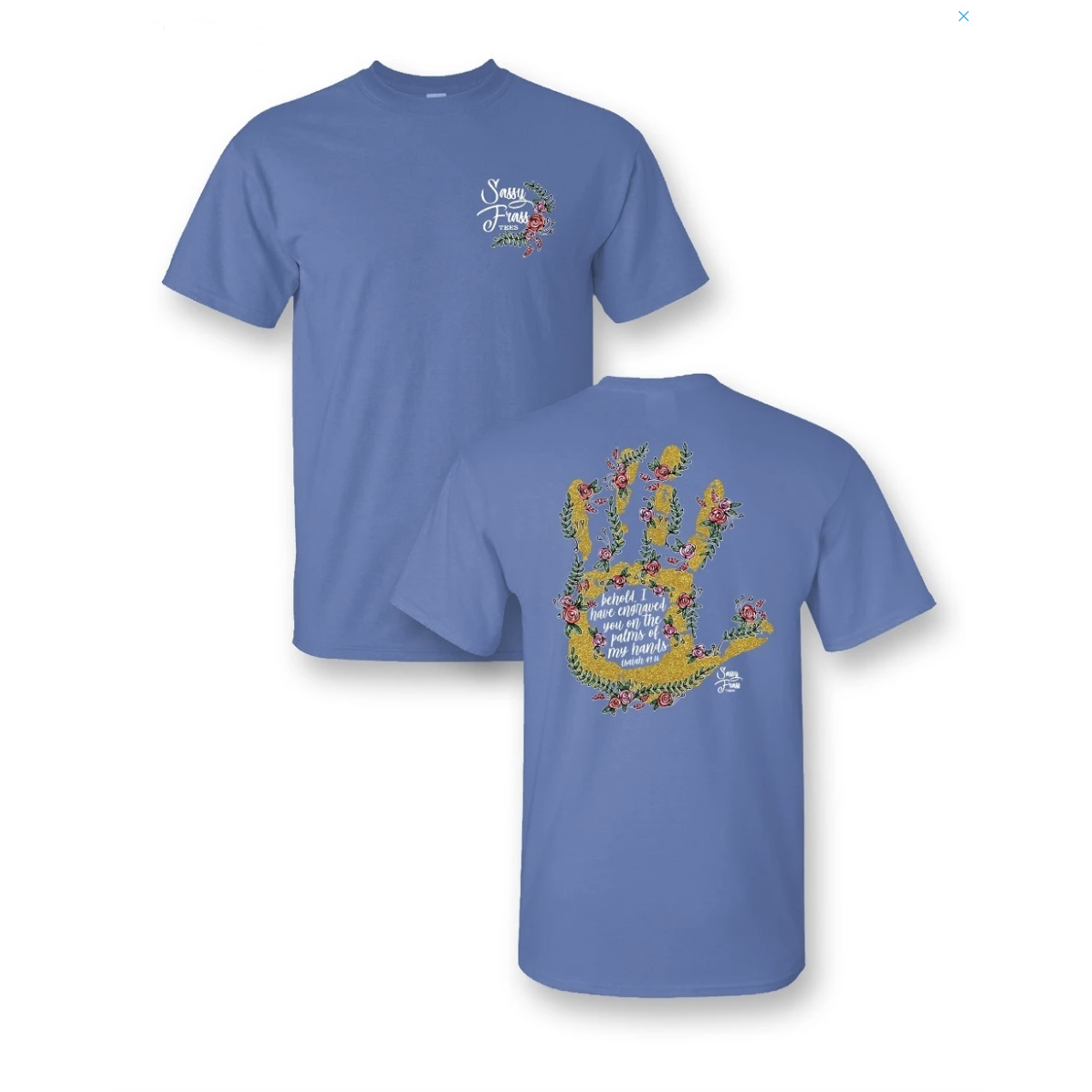 Hot Deal! Sassy Frass Indigo Blue Crew - Neck Palm of His Hand Cotton Tee