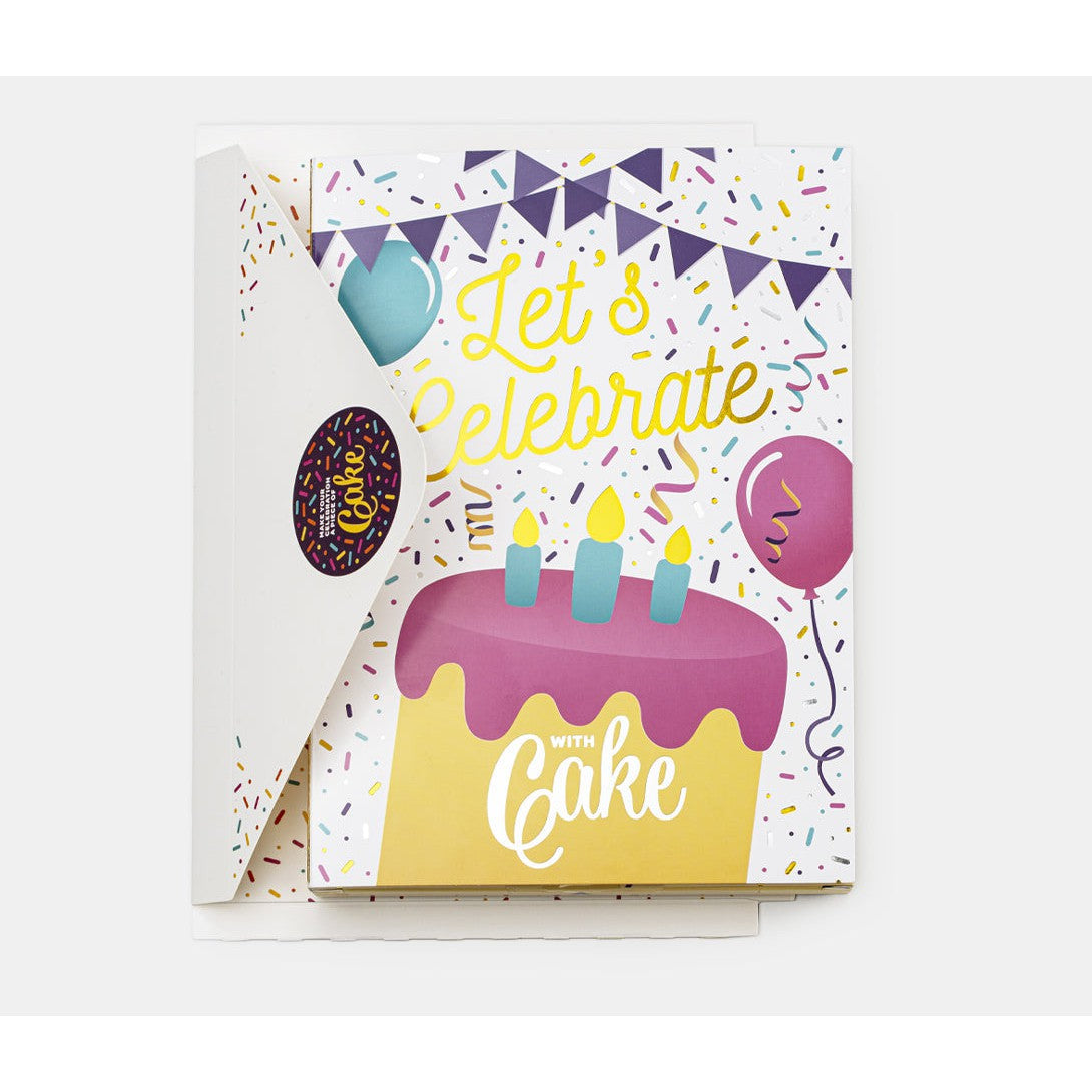 Hot Sale! Gold Confetti Vanilla InstaCake Let's Celebrate Cake Card