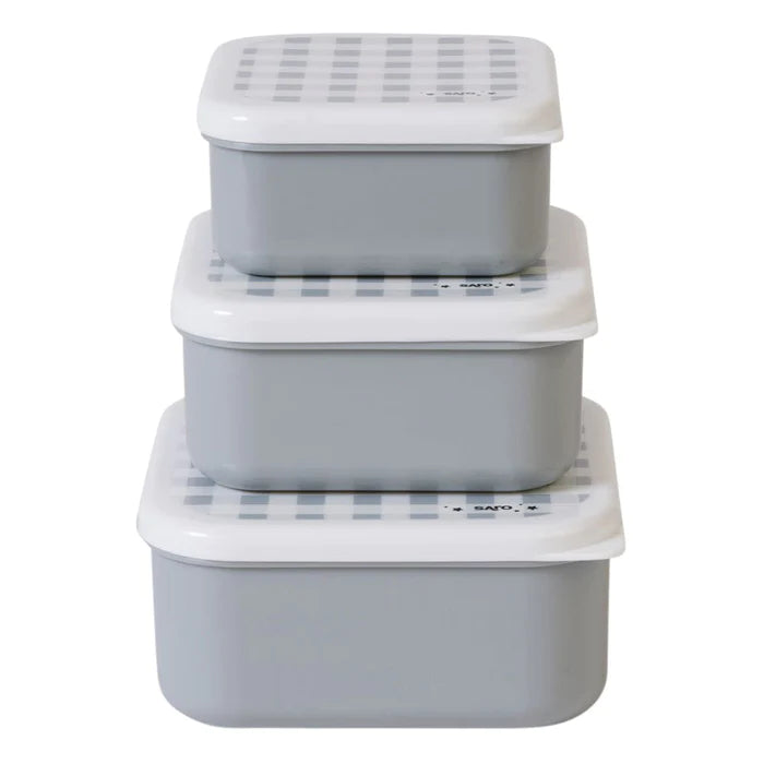 Hot Deal! Saro Gray Check 3-Piece Baby Lunch Box Set