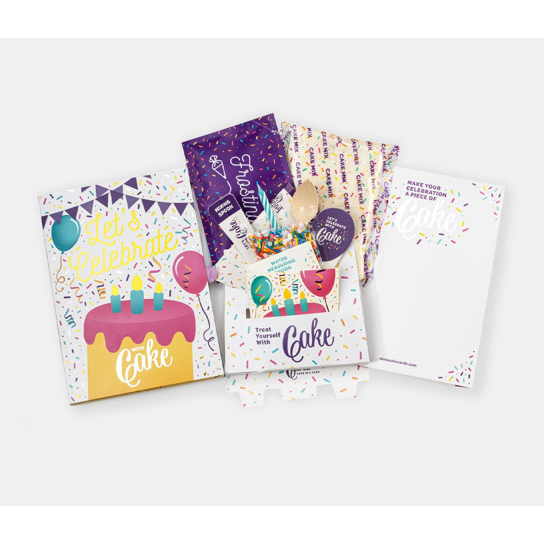 Hot Sale! Gold Confetti Vanilla InstaCake Let's Celebrate Cake Card