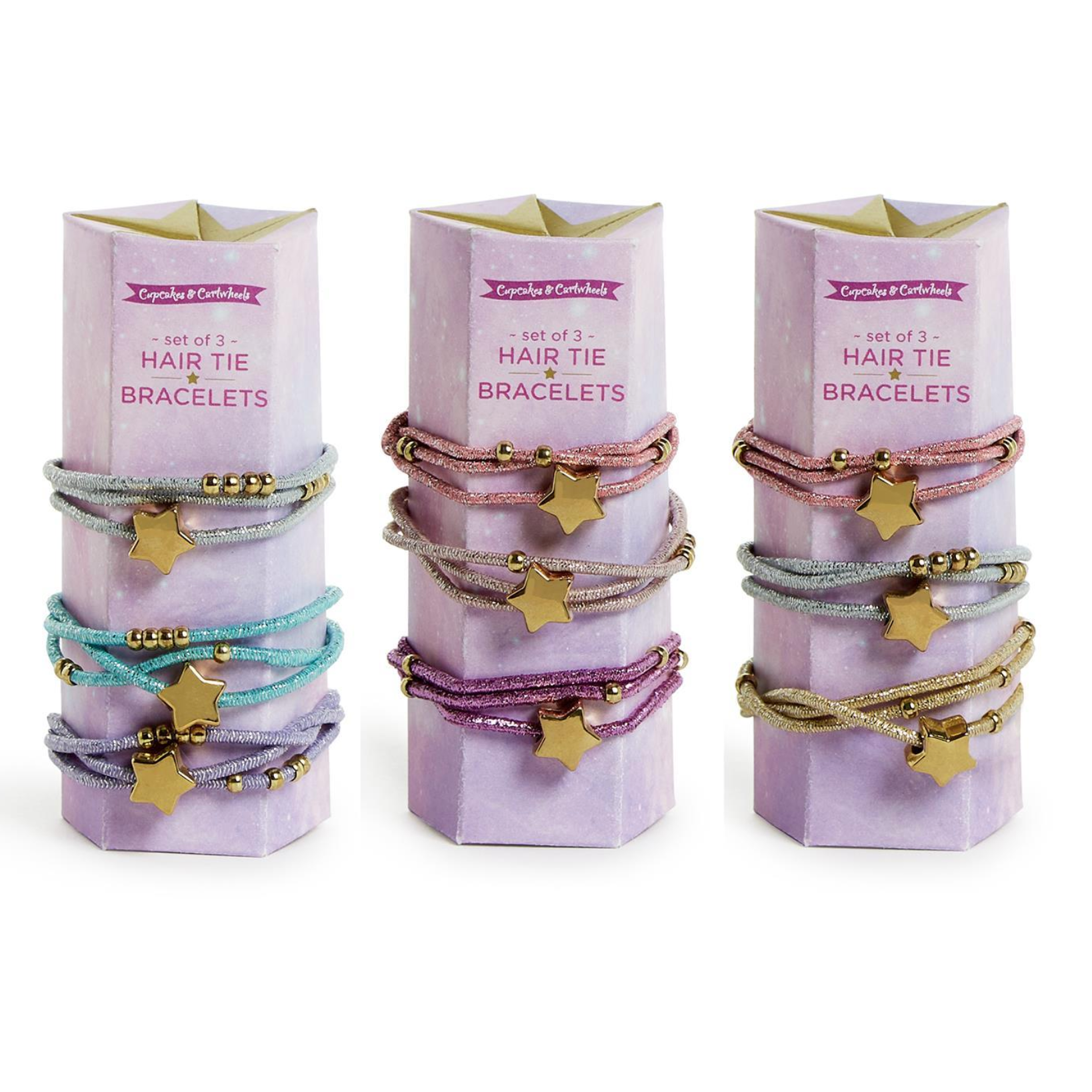 Cupcakes & Cartwheels My Lucky Star Elastic Hair Ties - Double as Adorable Bracelets, Set of 3!