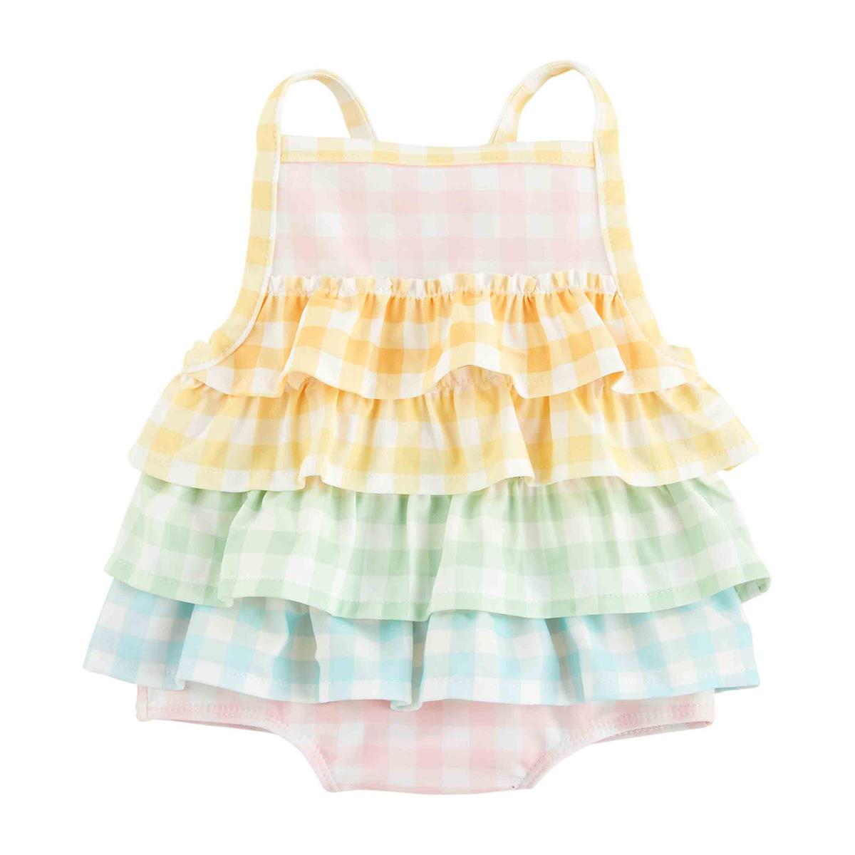 Mud Pie One-Piece Gingham Ruffle Swimsuit with UPF 50+ Protection