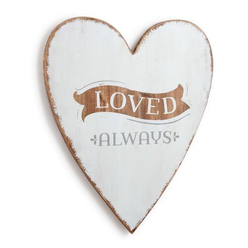 Hot Sale! DEMDACO Fir Wood Heart-Shaped Wall Art - 'Loved Always' for Home Decor