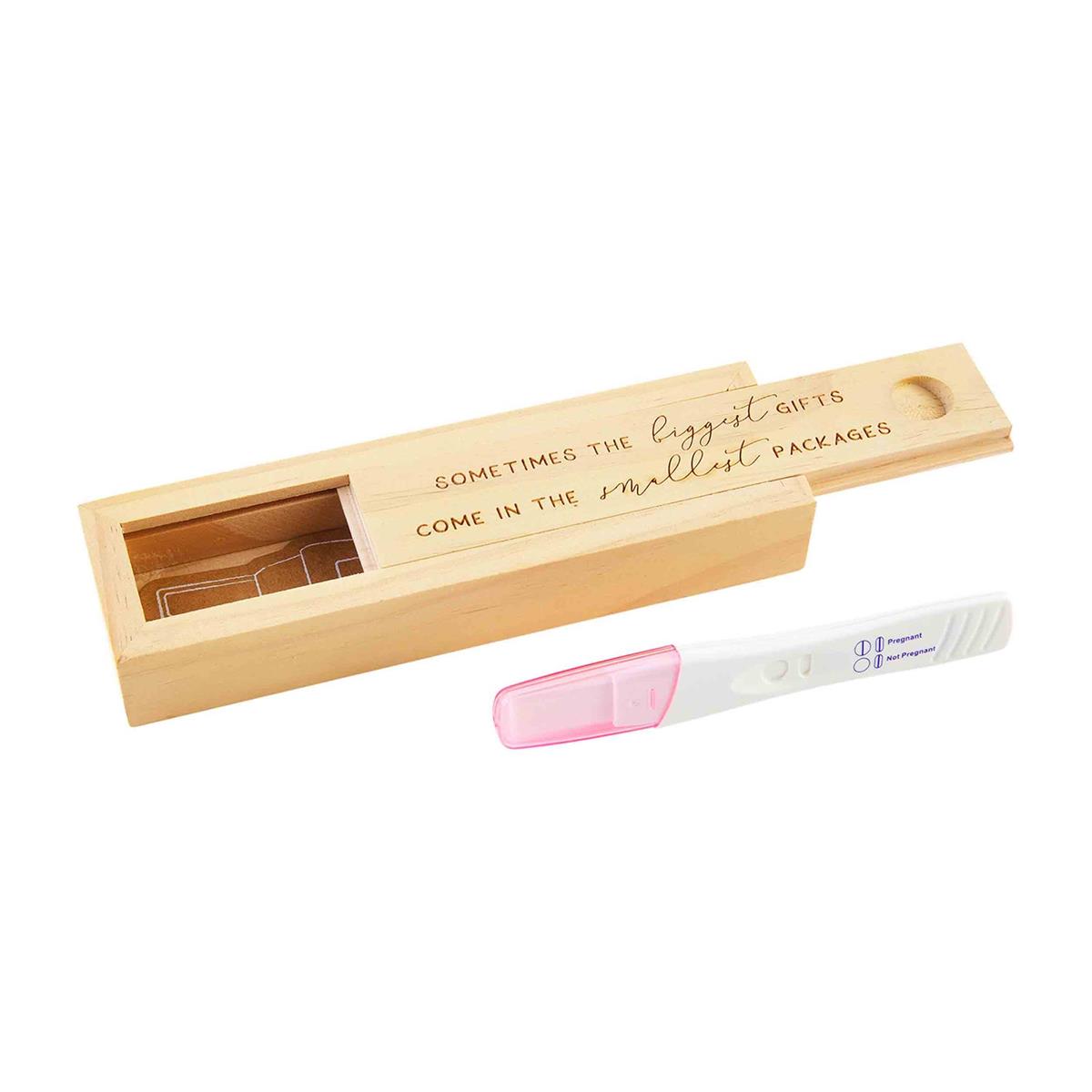 Hot Sale! Mud Pie Engraved Wood Keepsake Pregnancy Test Gift Box for Surprising Loved Ones