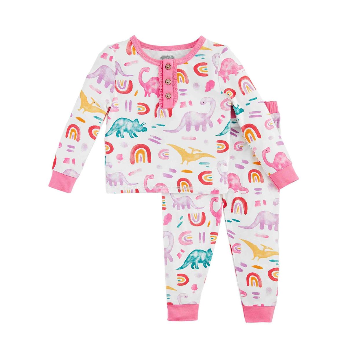 Hot Deal! Pink Dinosaur Knit Bamboo Pajama Set for Ultimate Comfort