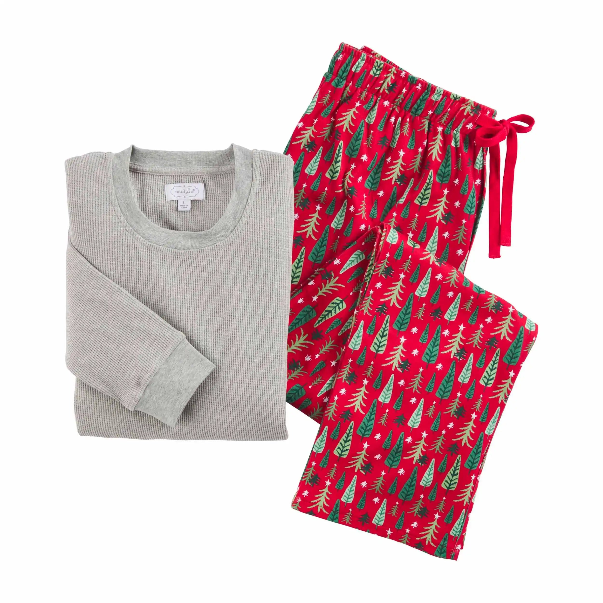 Mud Pie Merry & Cozy Men's Christmas Waffle Knit Pajama Set for Dad