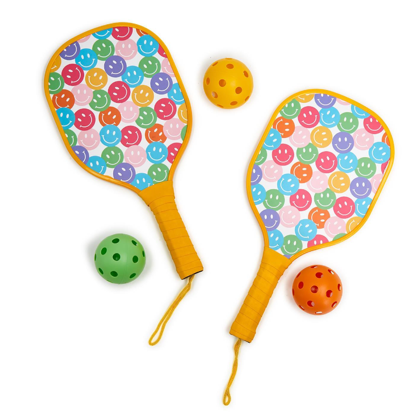 Joyful Junior Pickleball Set with Happy Cupcakes & Cartwheels Design