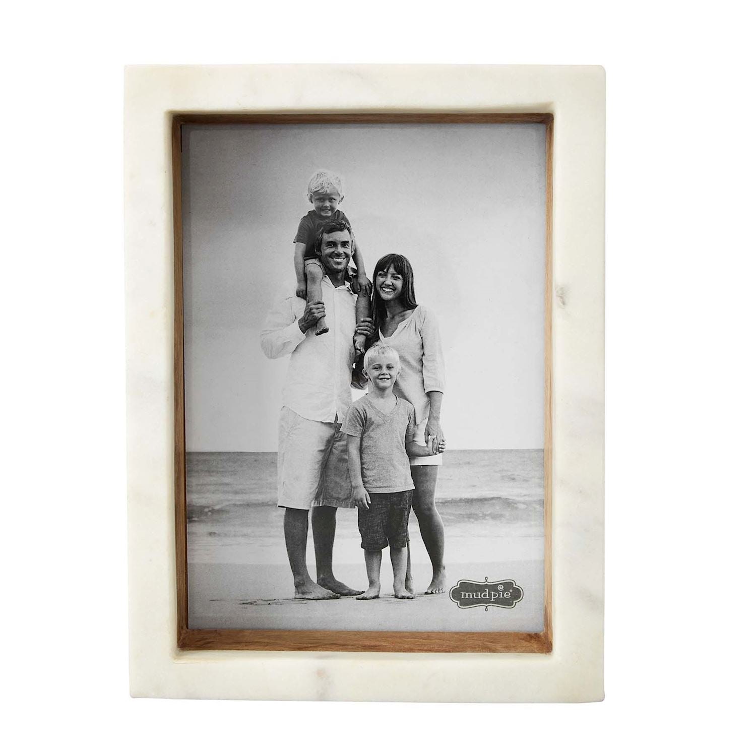 Elegant Mud Pie White Marble Layered Shadow-Box Picture Frames Set