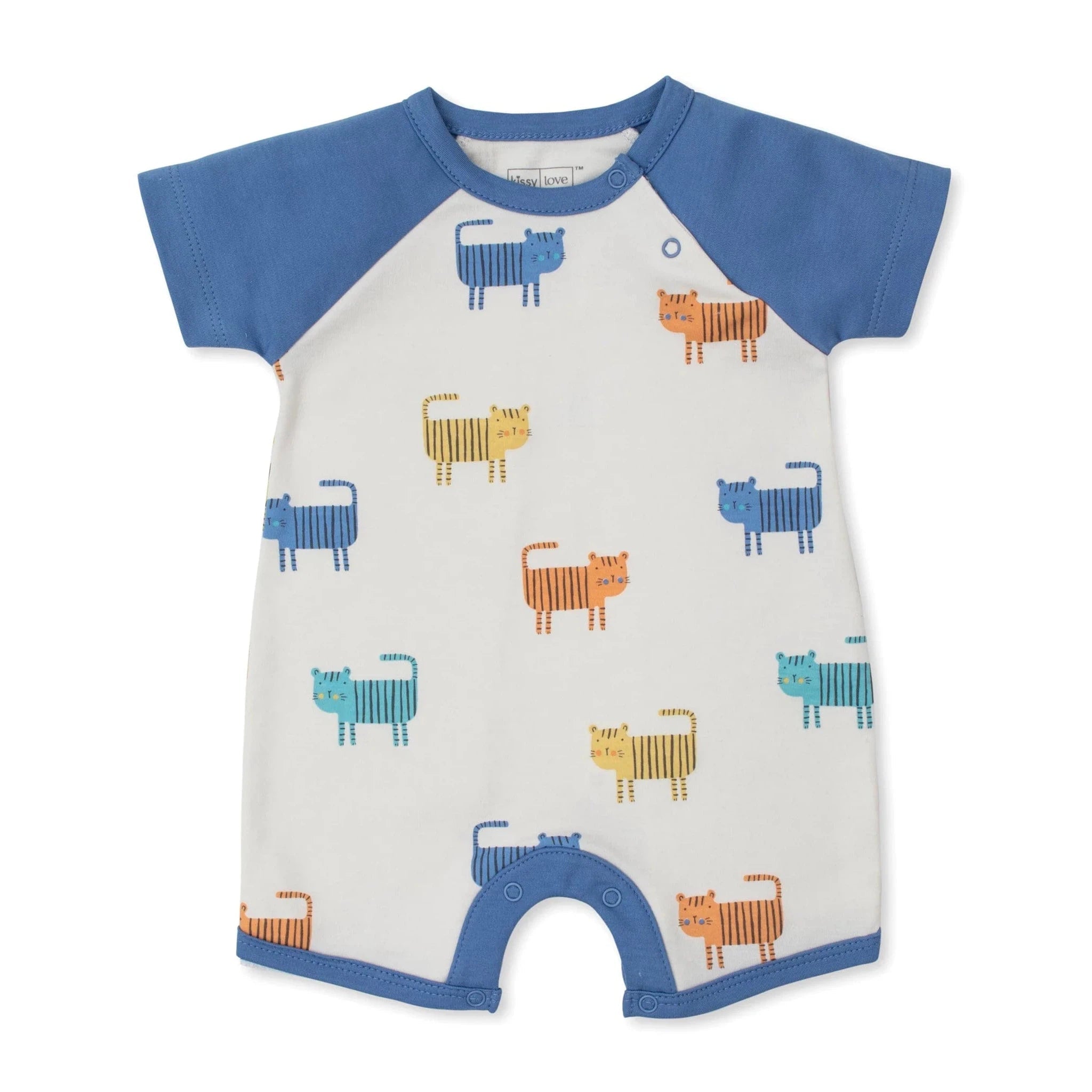 Kissy Love Baby Boys' Ivory Tiger Print Short Playsuit - Soft & Comfy