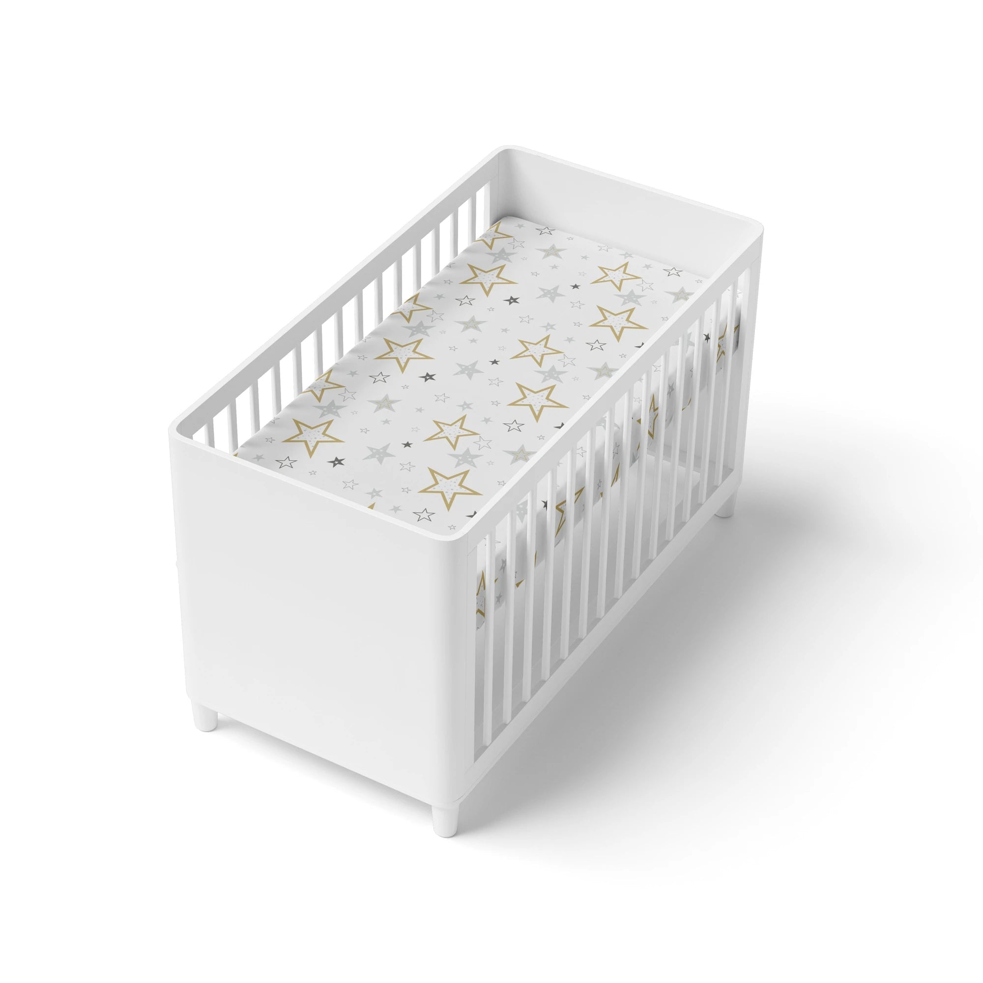 Kushies Super Soft Golden Stars Percale Fitted Crib Sheet for Sound Sleep