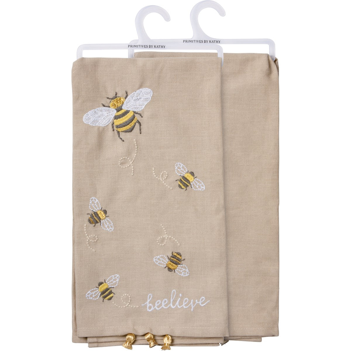 Hot! Primitives By Kathy 'Beelieve' Embroidered Kitchen Towel