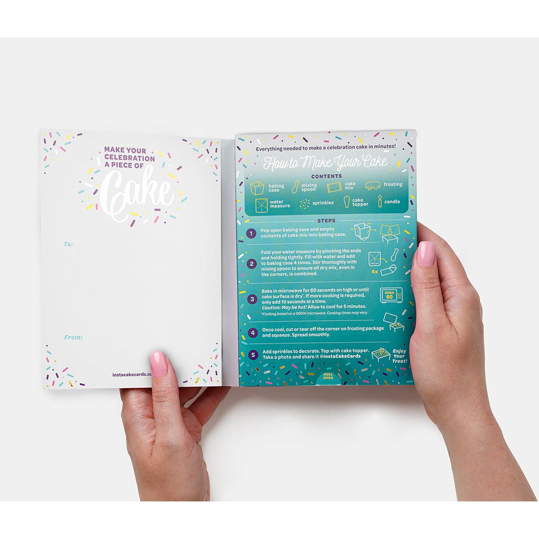 Special Offer! Teal InstaCake Birthday Card - Confetti Vanilla Flavored