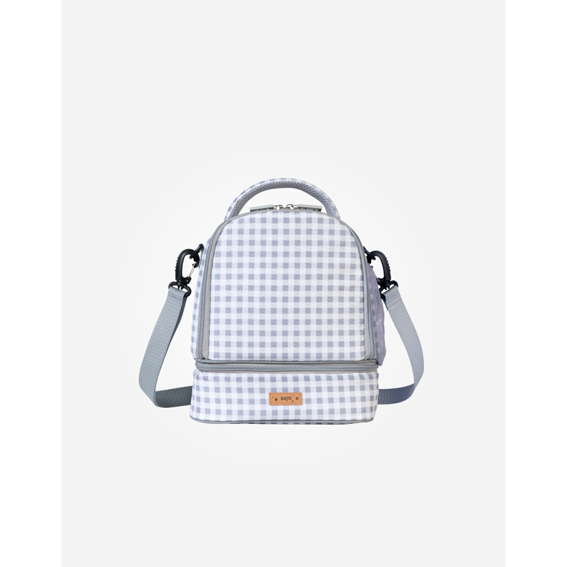 Saro Gray Check Thermal Lunch Bag for Babies