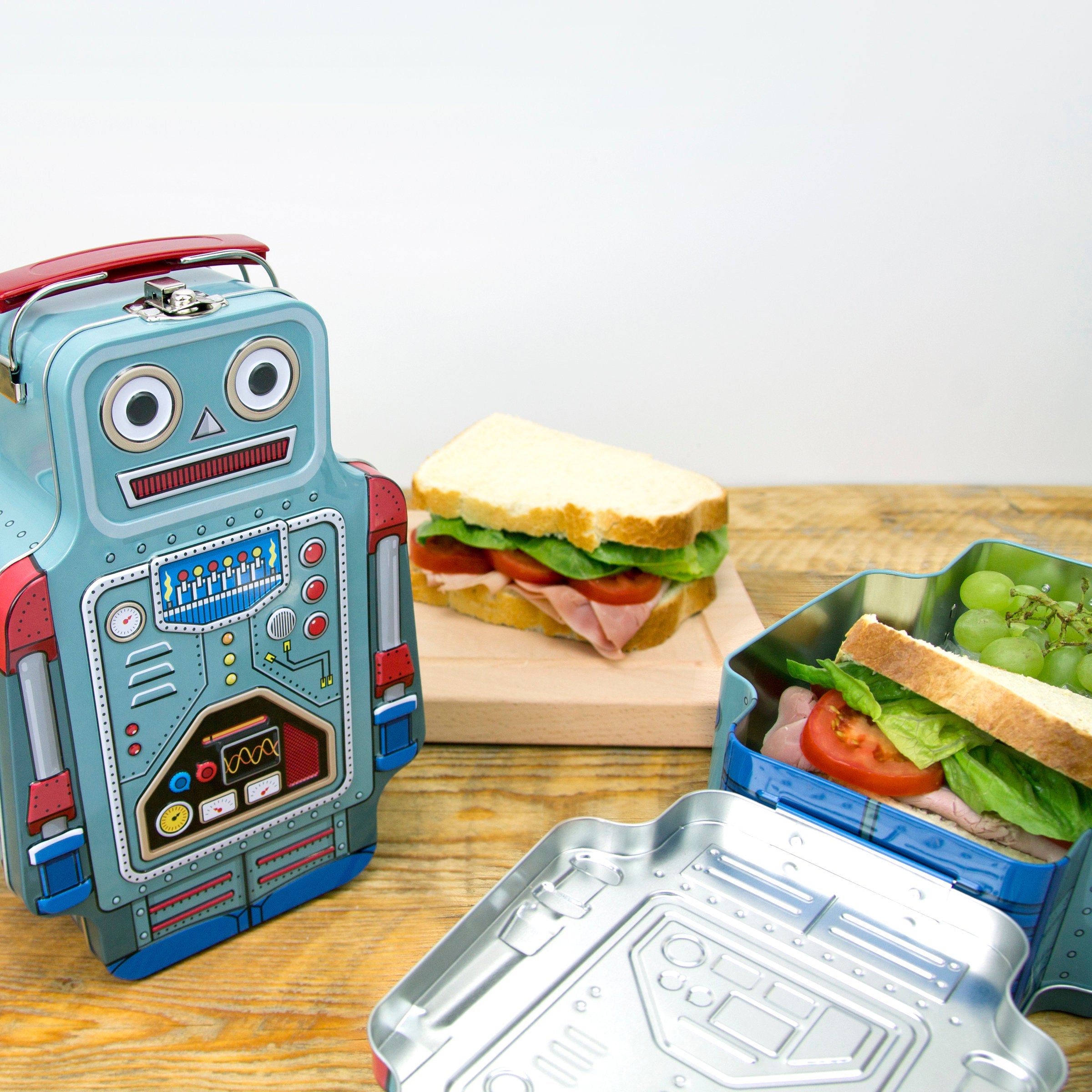 Colorful Retro Metal Robot - Shaped Lunch Box