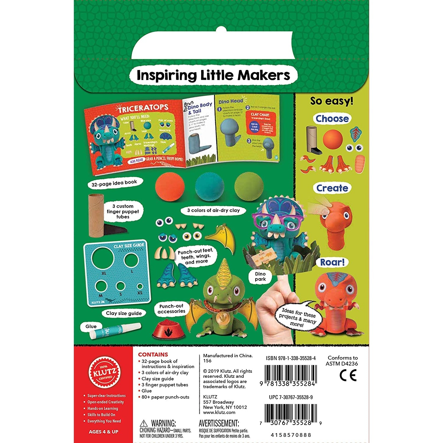 Klutz Kids' Dino Finger Puppet Craft Kit - Create 3 Unique Dinosaur Puppets!