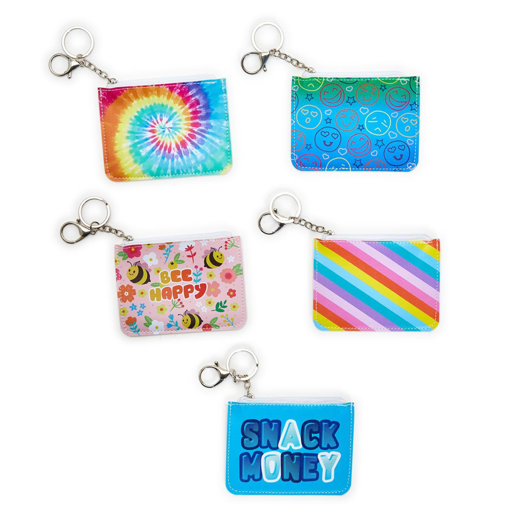 Hot Sale! Colorful Cupcakes & Cartwheels Coin Pouches with ID Window and Ring Attachment