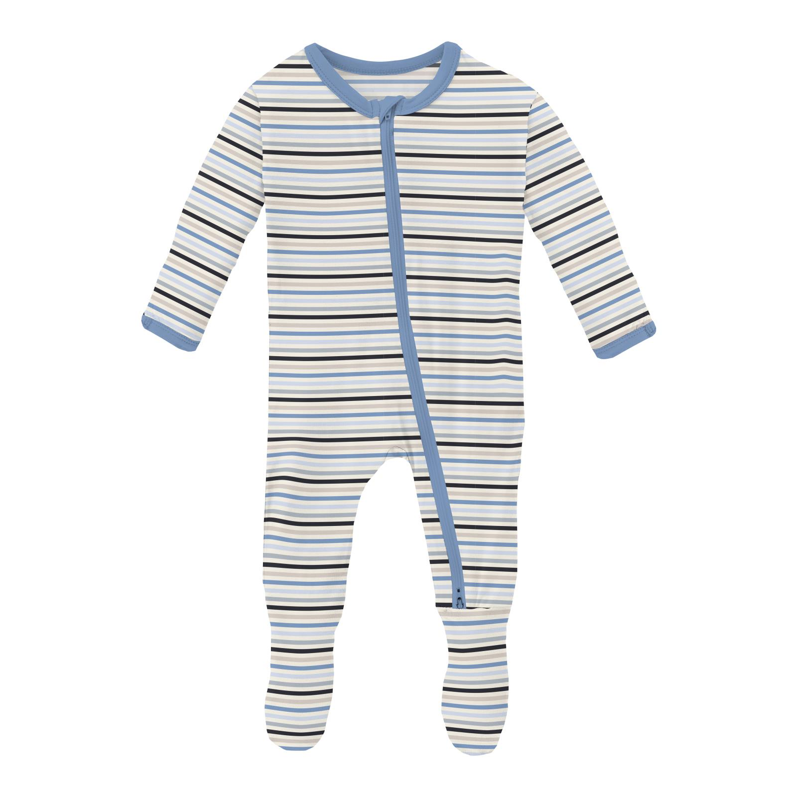 Hot Deal! Kickee Pants Zippered Dream Rhyme Stripe Footie