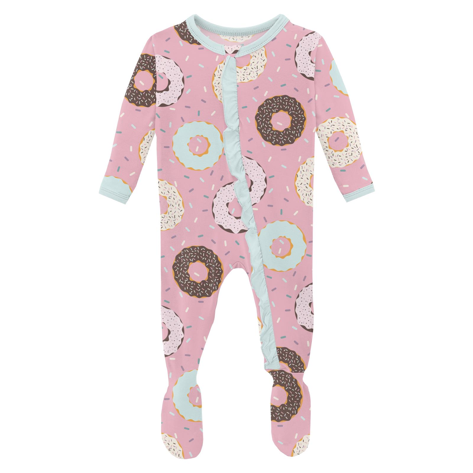 Hot! Kickee Pants Classic Ruffle Footie with 2-Way Zipper - Cake Pop Donuts & Sprinkles