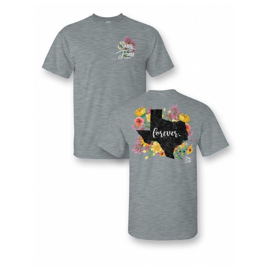 Hot Deal! Sport Gray Short Sleeve Texas Forever Sassy Frass T-shirt for State Pride