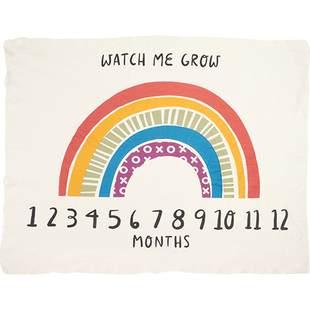 Kathy's Primitives Watch Me Grow Rainbow Cotton Milestone Blanket
