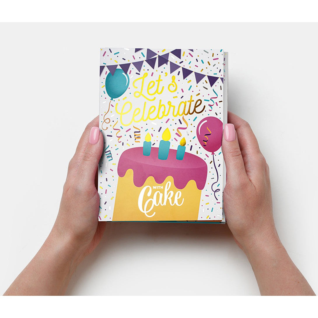 Hot Sale! Gold Confetti Vanilla InstaCake Let's Celebrate Cake Card