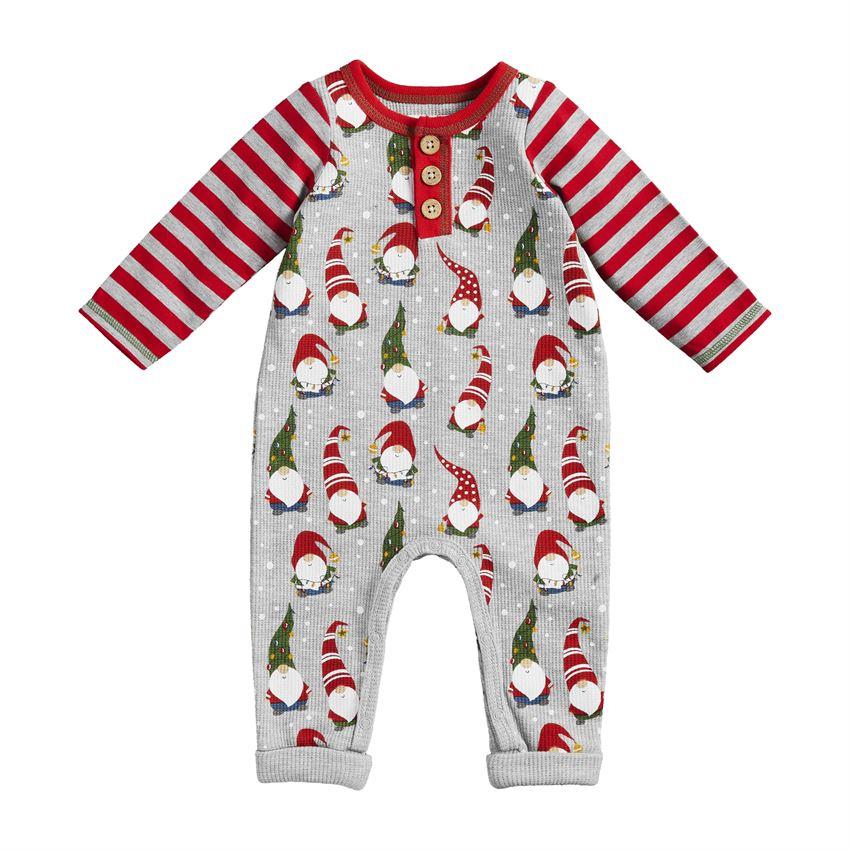 Mud Pie One - Piece Waffle Knit Gnome Outfit with Crochet Santa Applique